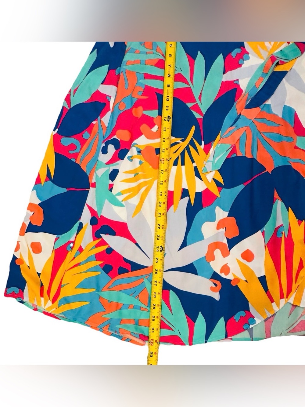 JCrew Factory Tropical Faux Wrap Skirt XXL 100% Viscose Elastic Waist Vibrant - Picture 5 of 6